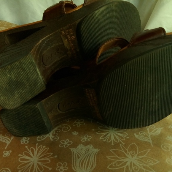 Qupid 6.5 Y2K Wooden Retro Braded Strap Sandals in Cognac - Picture 2 of 6